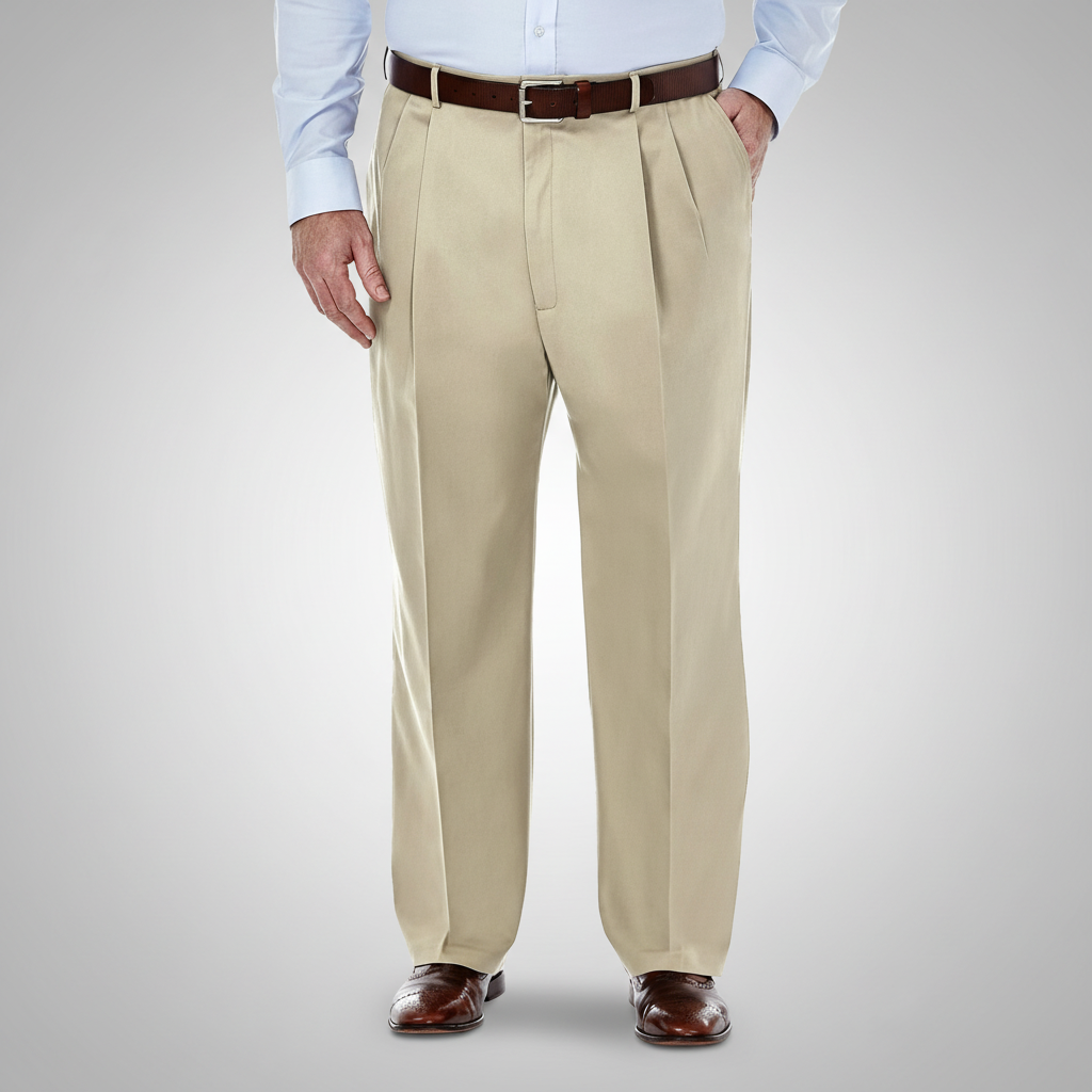 Classic Fit Pleated Pants With No Iron Finish And Clean Look For Men – fit and style view