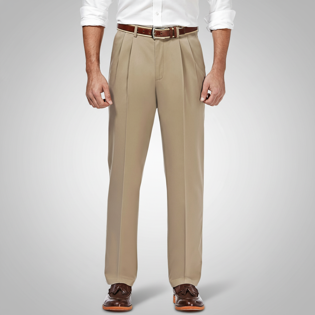 Classic Fit Pleated Pants With No Iron Finish And Clean Look For Men – lifestyle view 24