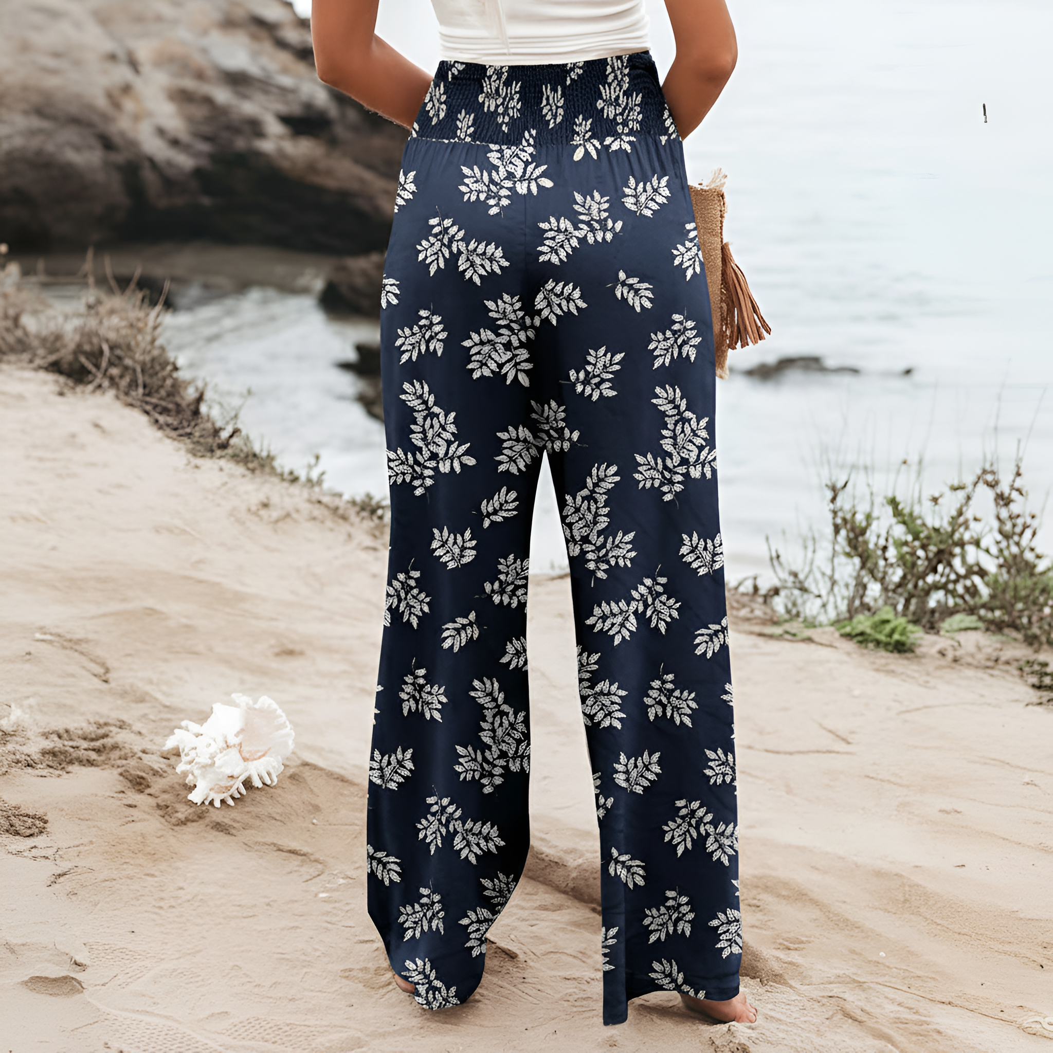 Casual High Rise Palazzo With Pocket For Women – full length outfit view