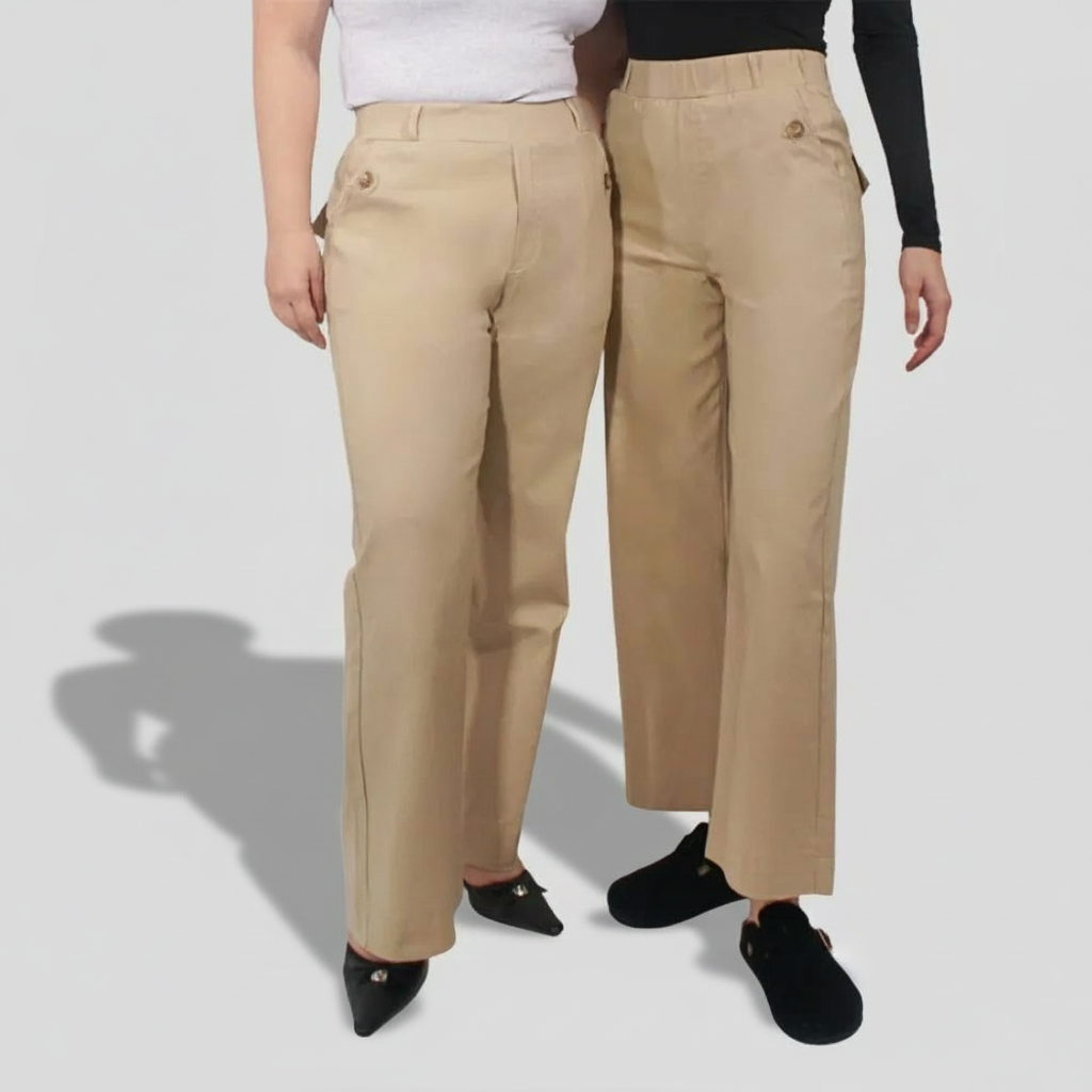 Stretch Twill Cropped 4 Way Wide Pant
