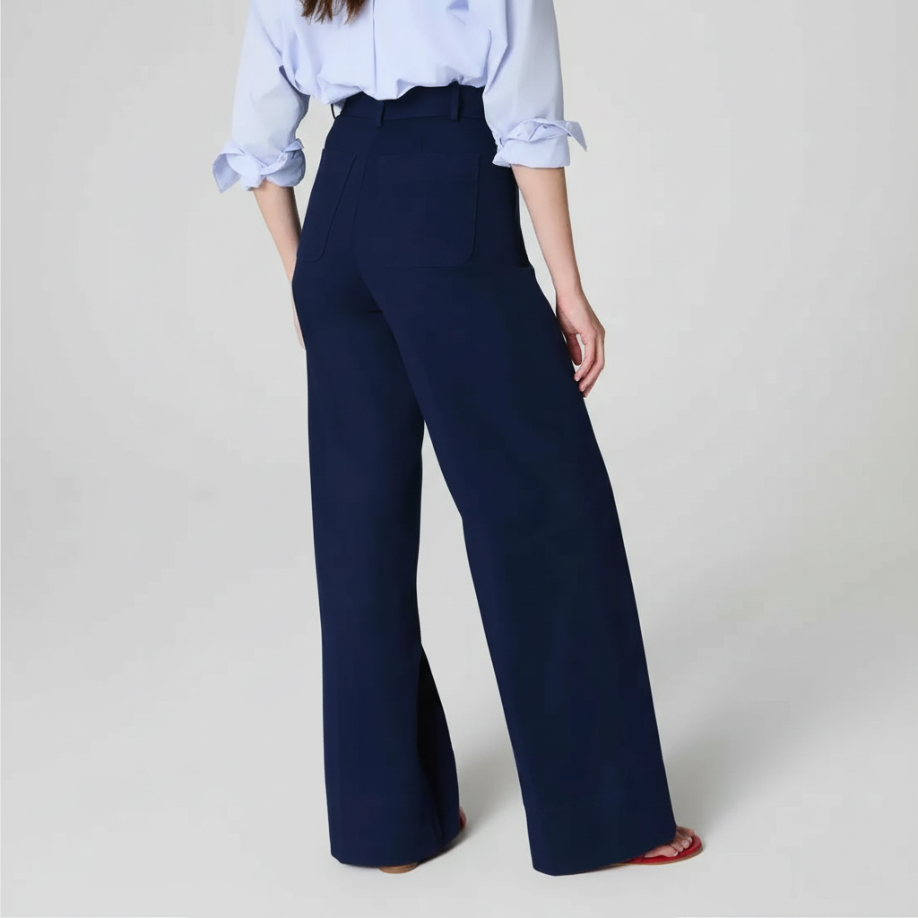 High Rise Stretch Wide Pant With Smoothing Panel – waistband detail