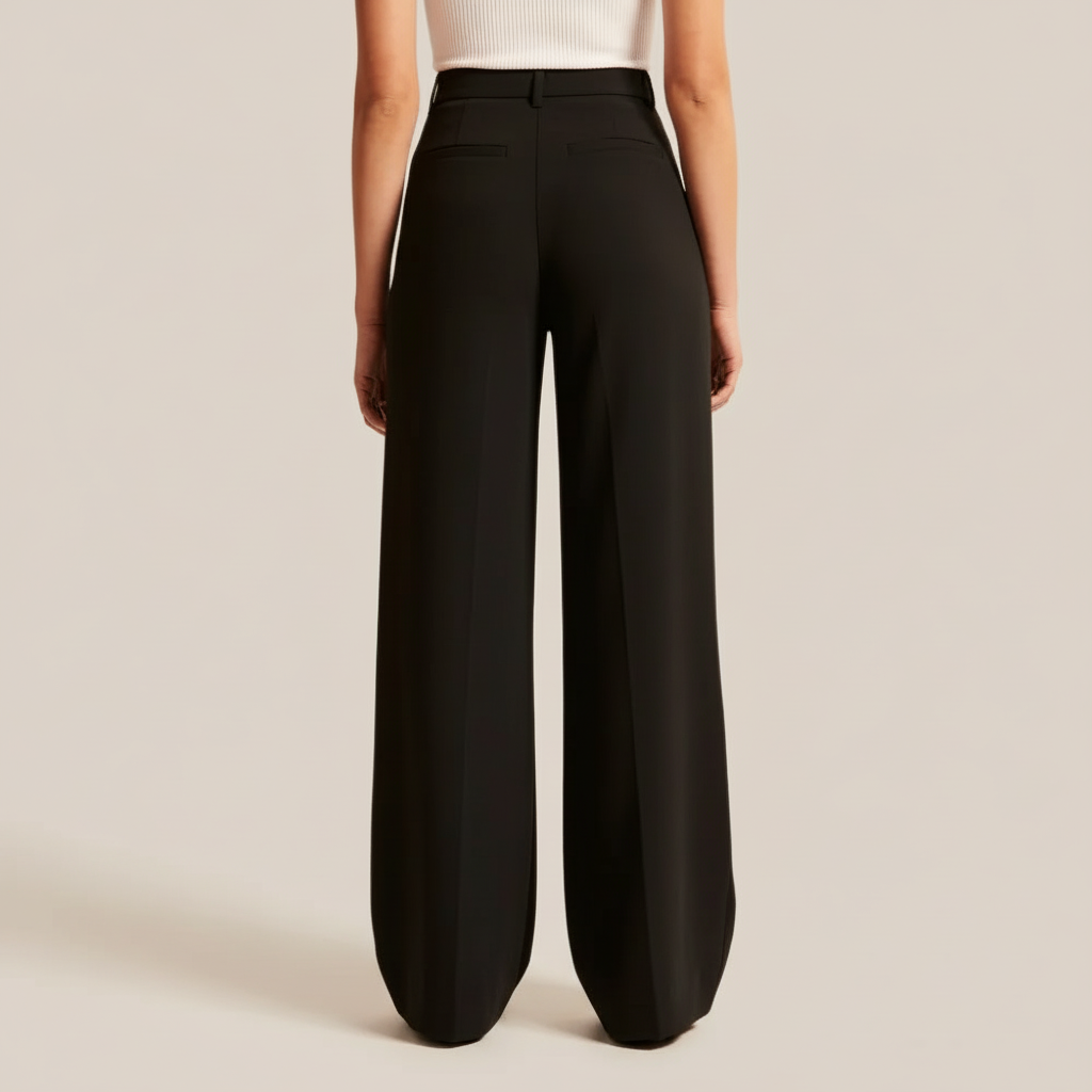Lightweight Tailored Wide Pants With Pleated Front For Women - Work & Ca – side profile view
