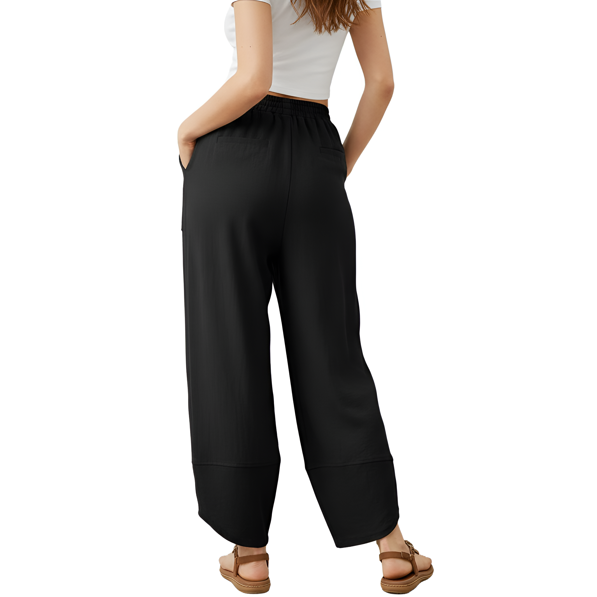 Baggy Wide Fit Casual Palazzo Harem Pants With Pockets For Women – side profile view
