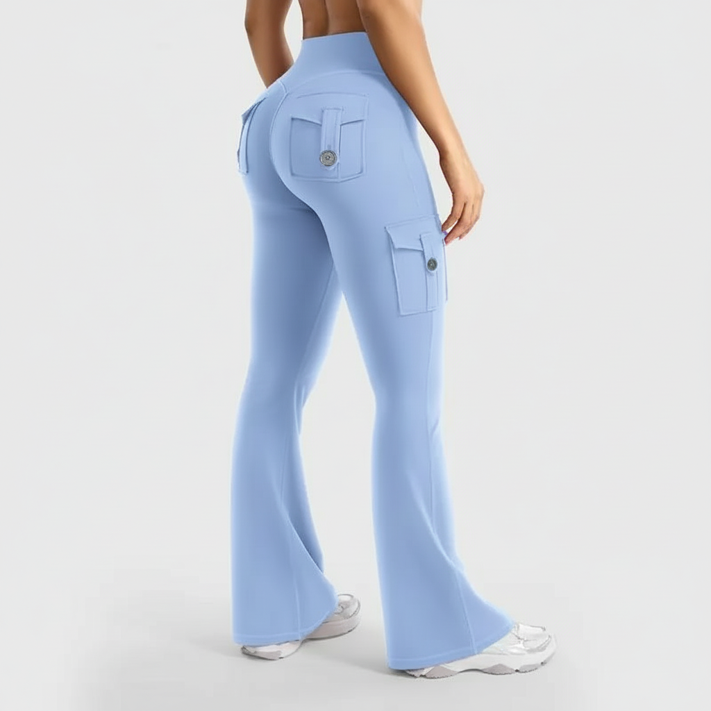 Women's Flare Cargo Workout Yoga Pants – fabric detail close-up