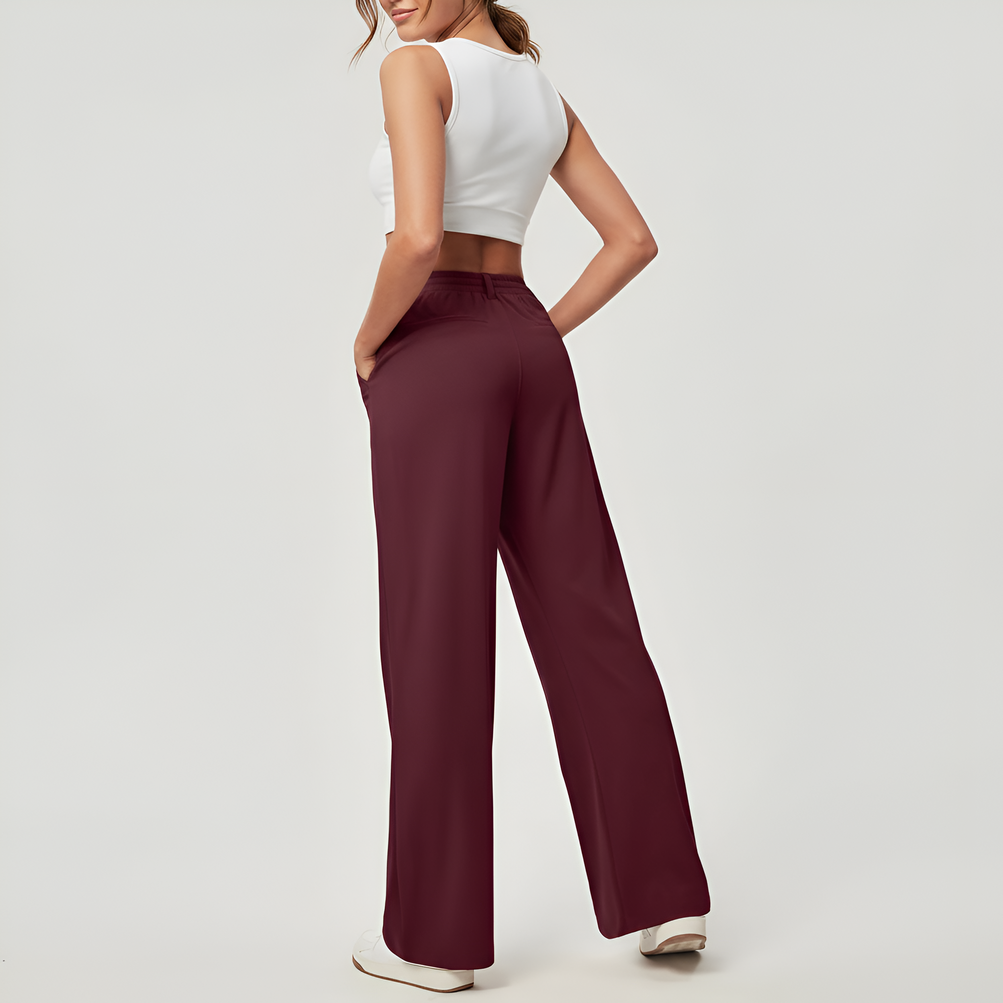 Casual And Comfortable Wide Fit Stretchy Work Pants For Women  – lifestyle view 12