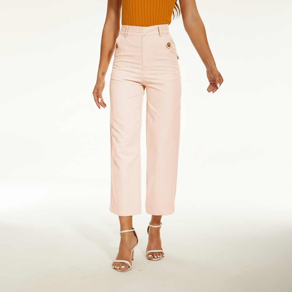 Stretch Twill Cropped Wide Leg Pant