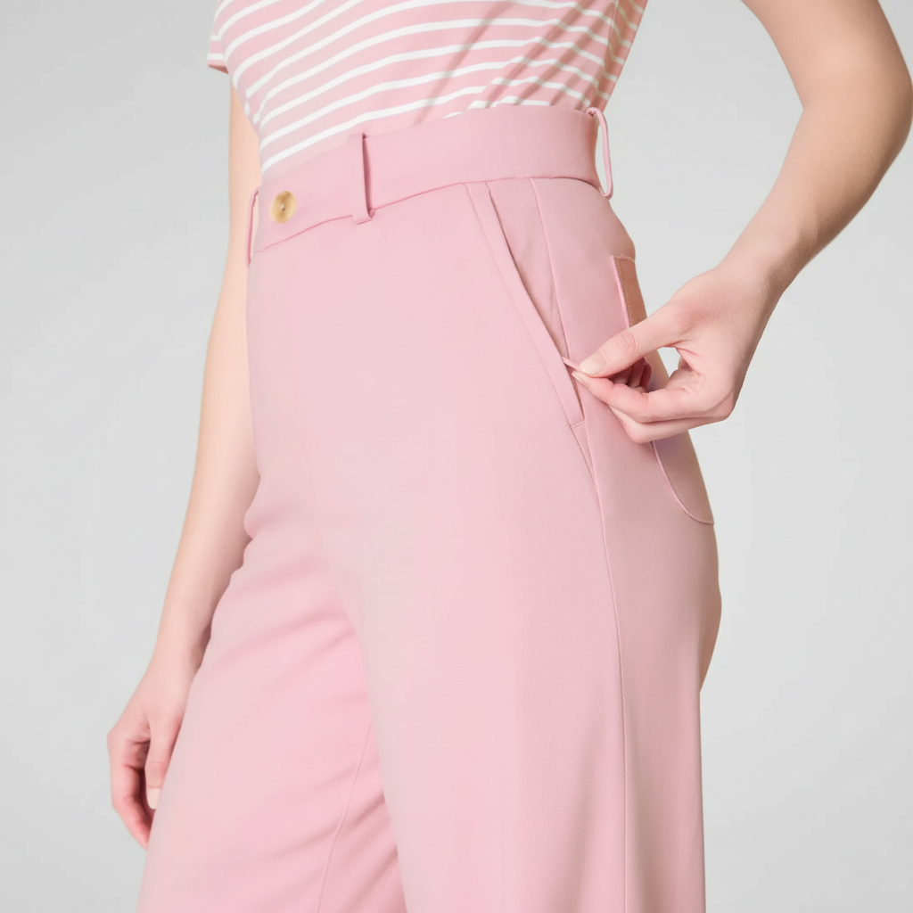 High Rise Stretch Wide Pant With Smoothing Panel