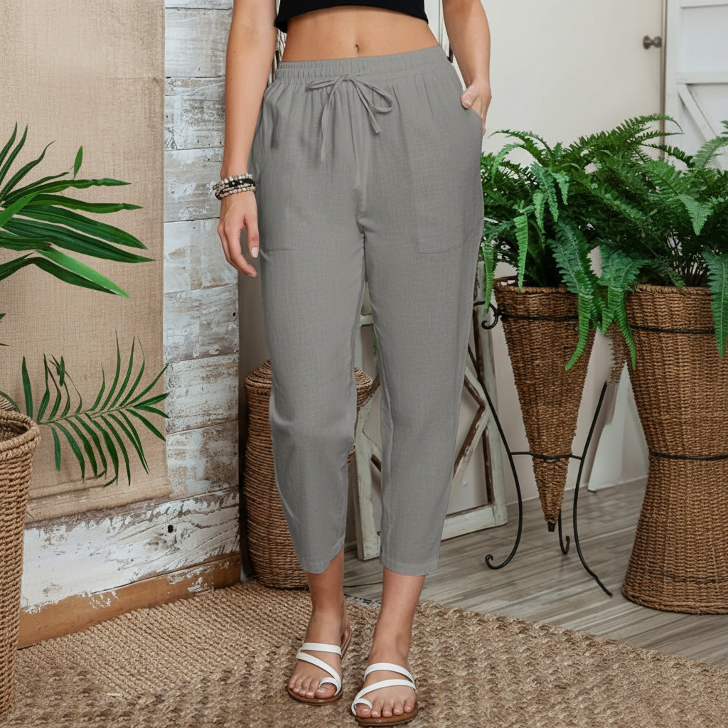 Casual Lightweight Pants With Pockets And Drawstring For Women – lifestyle view 11