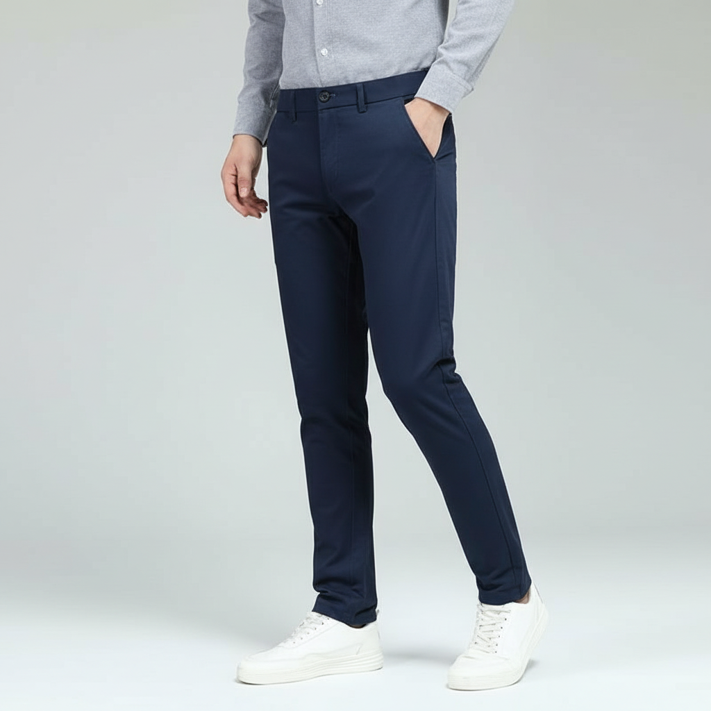 Flat Front Skinny Stretchy Slim Fit Tapered Trousers – lifestyle view 34