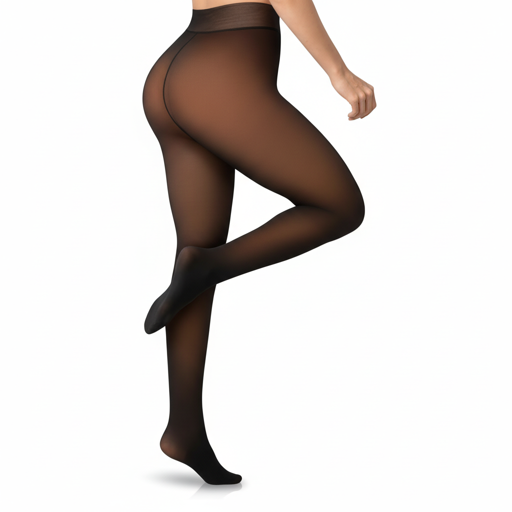 Women Fleece Lined Tights Ultra Warm Fake Sheer Look Pantyhose Thick LeggingsFleece Lined Fake Sheer Winter Warmth Tights For Women - Image 3