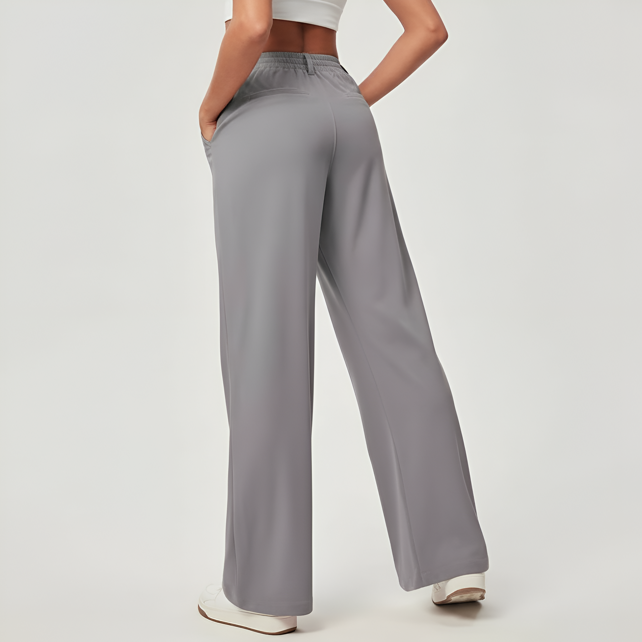 Casual And Comfortable Wide Fit Stretchy Work Pants For Women  – waistband detail