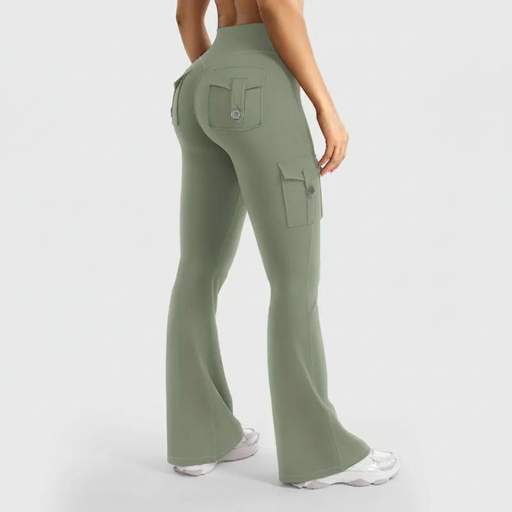 Women's Flare Cargo Workout Yoga Pants – lifestyle view 15