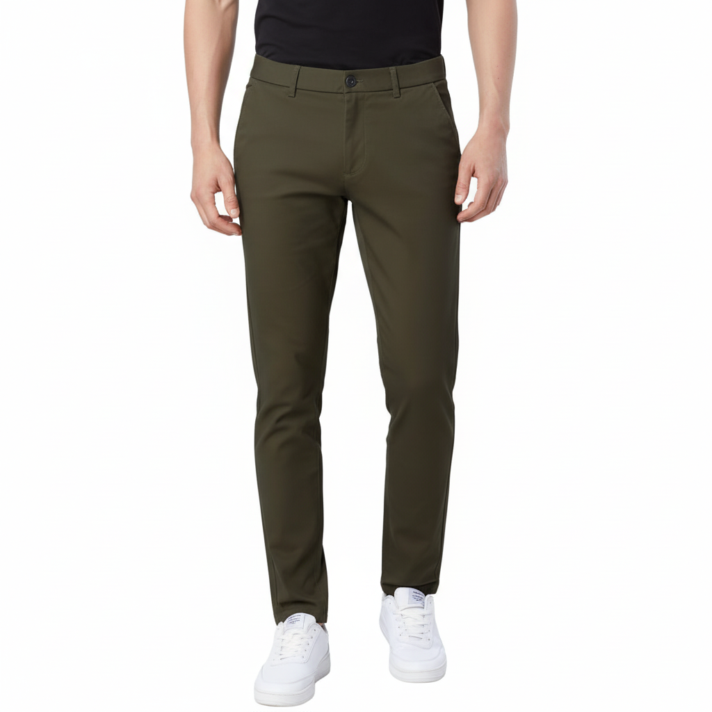 Flat Front Skinny Stretchy Slim Fit Tapered Trousers – lifestyle view 38