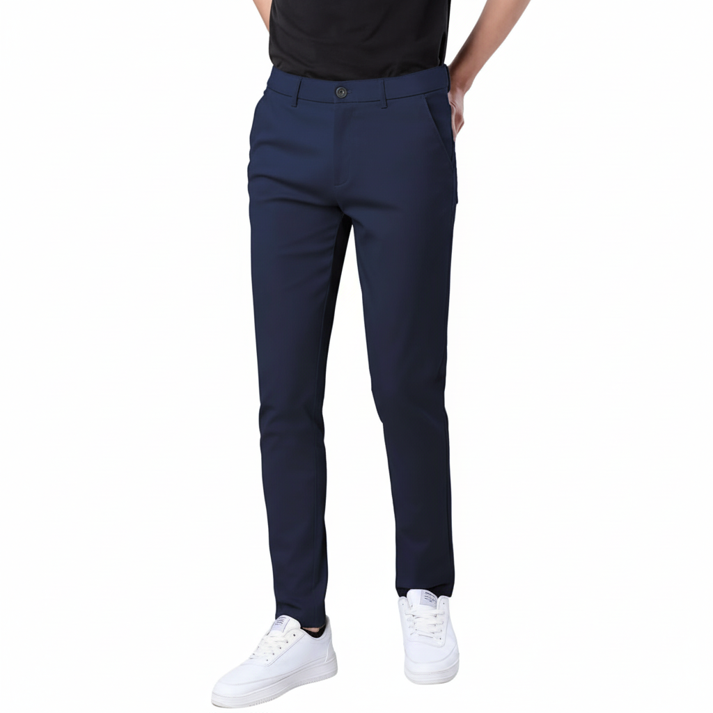 Flat Front Skinny Stretchy Slim Fit Tapered Trousers – lifestyle view 33