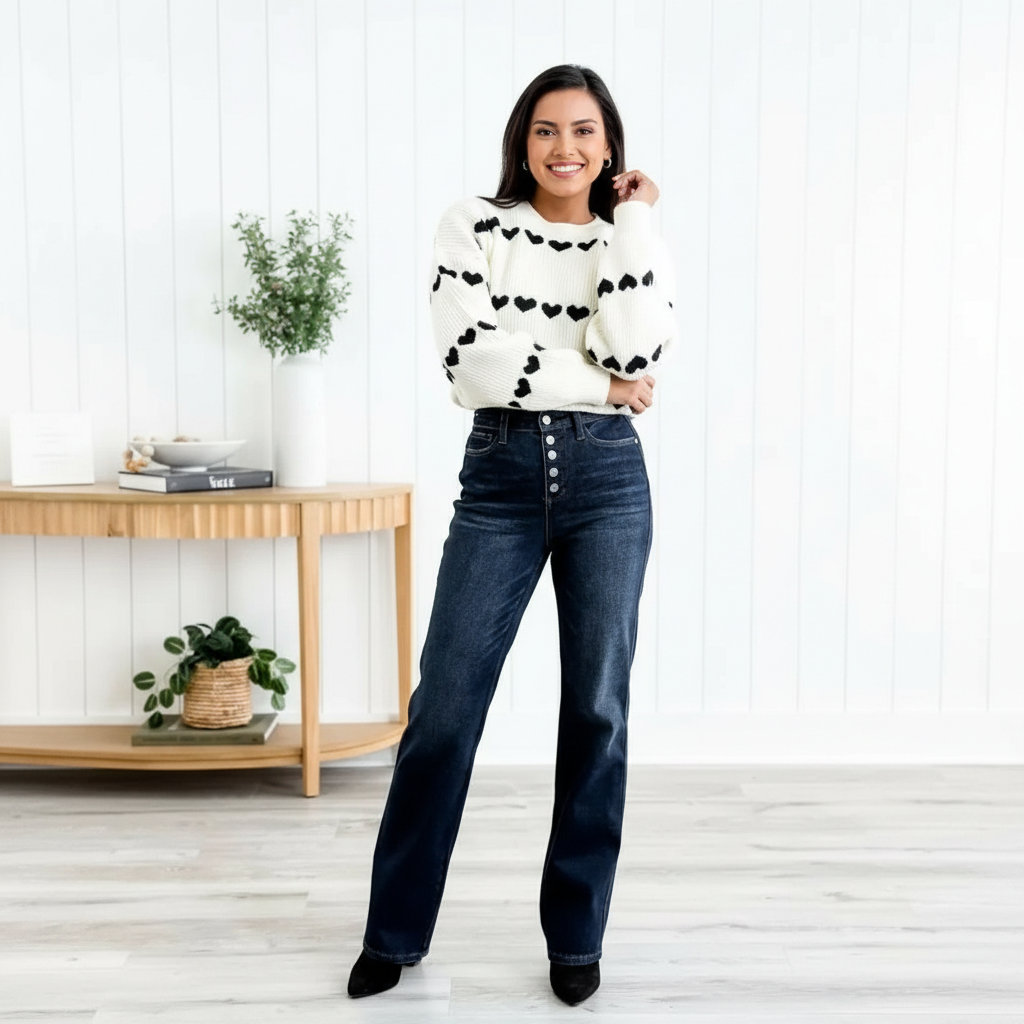 Mid Rise Button Fly Bootcut Jeans