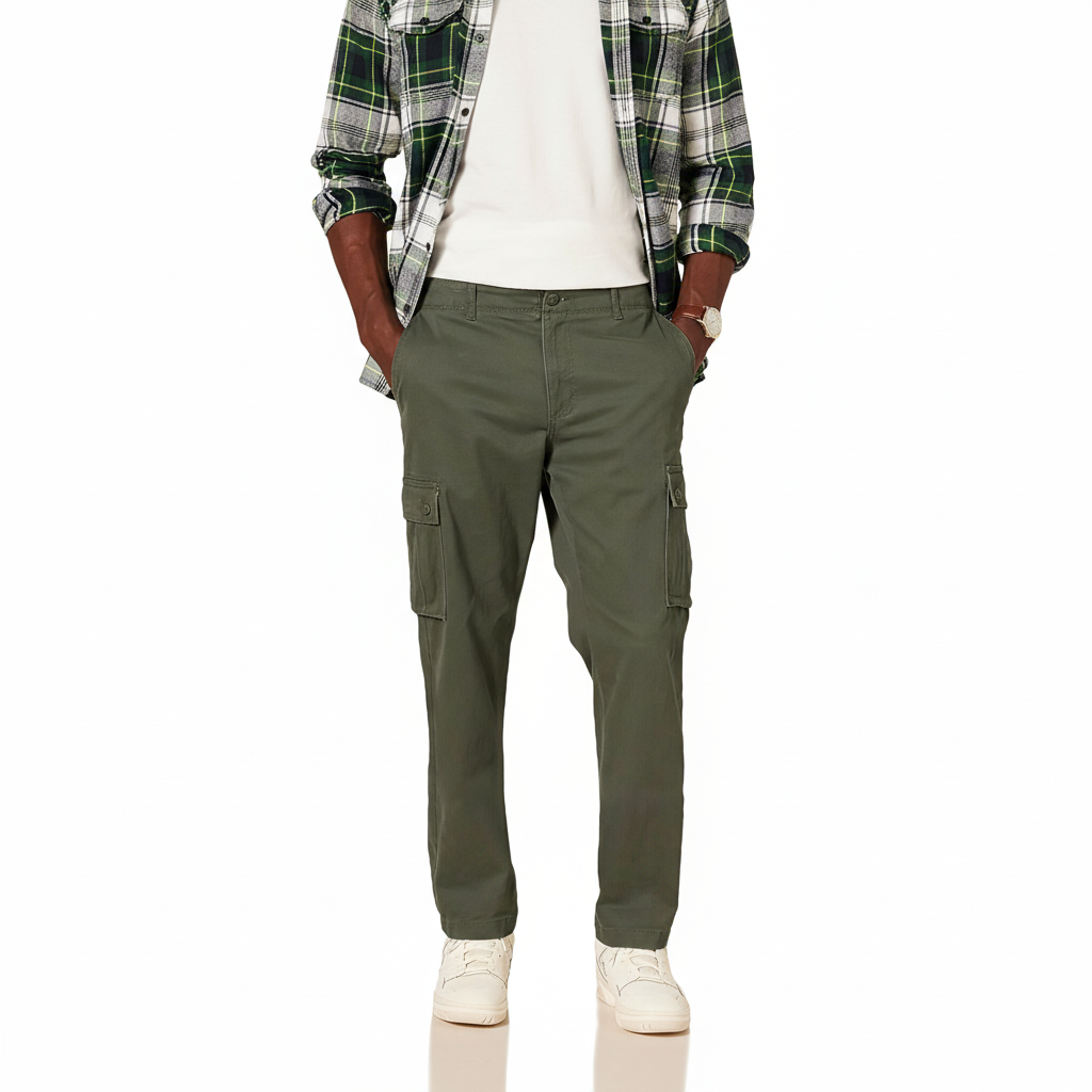 Straight Fit Stretch Cargo Pants for Men – lifestyle view 11