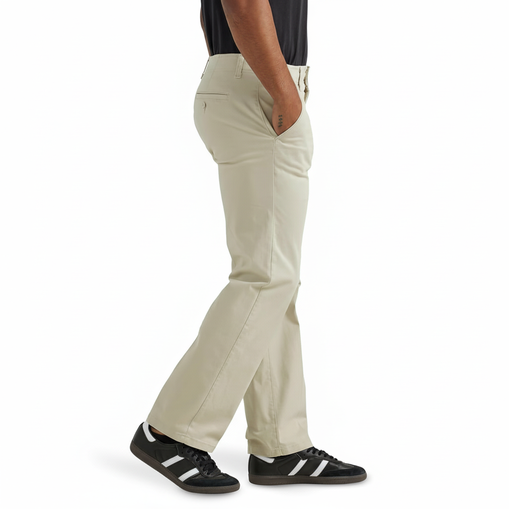 Flat Front Regular Straight Pants – side profile view