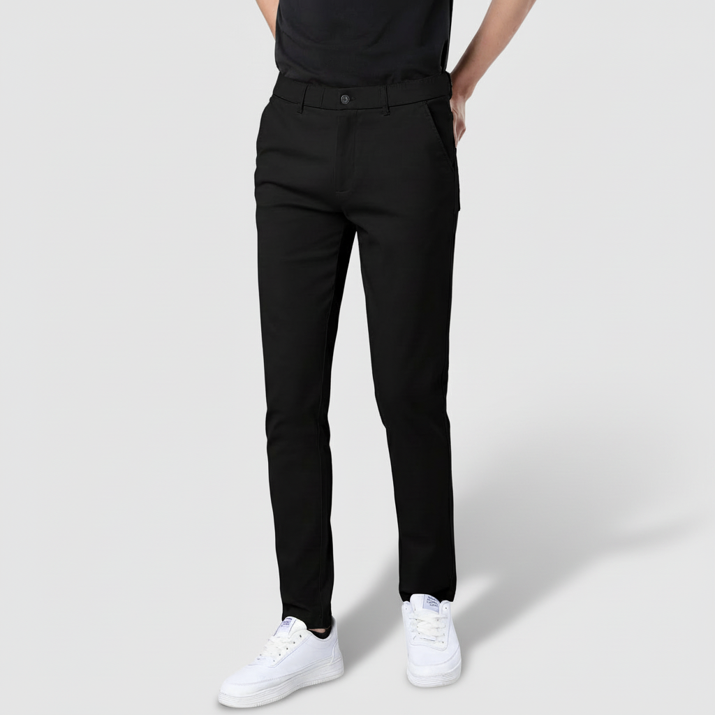 Flat Front Skinny Stretchy Slim Fit Tapered Trousers – women's cargo pants front view
