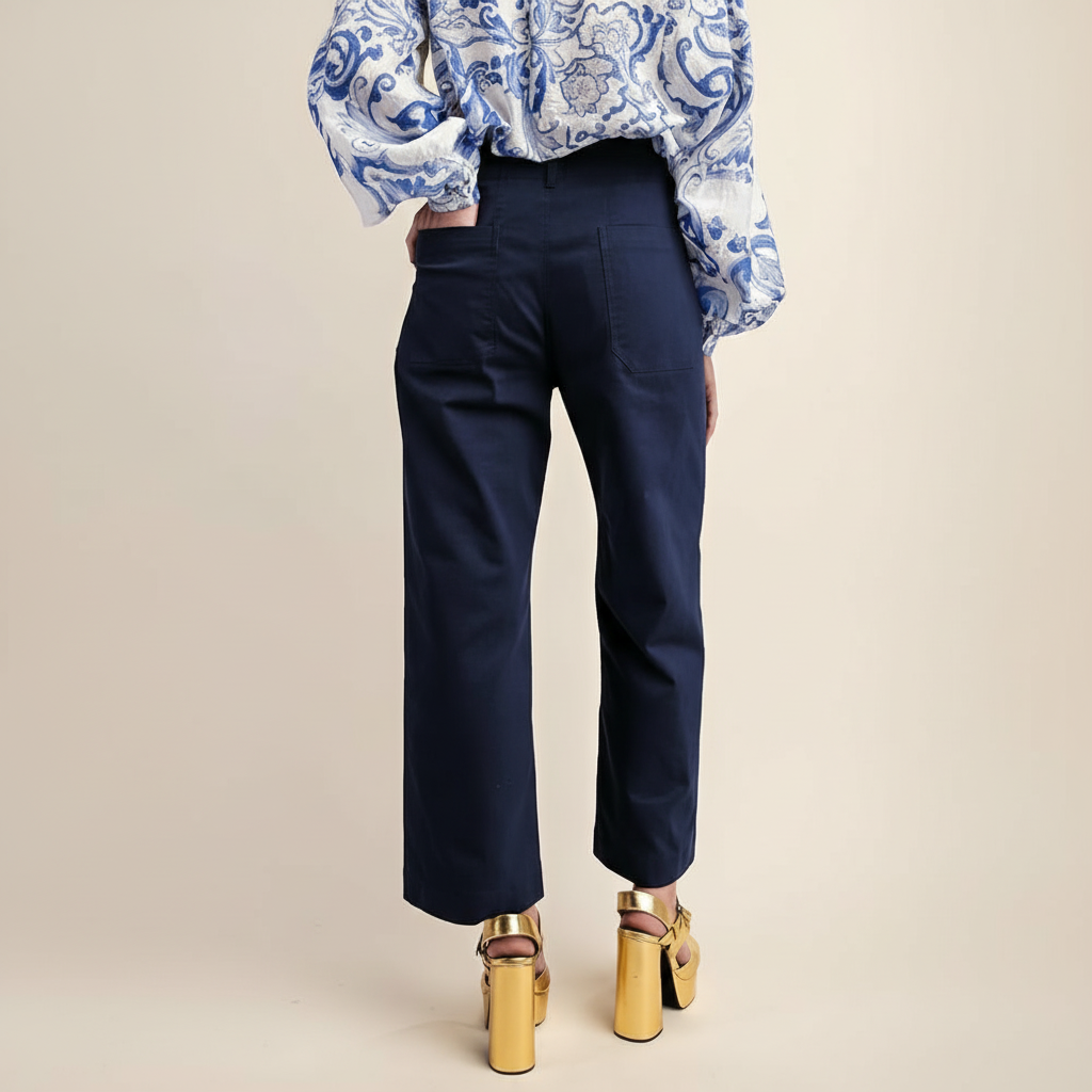 High Rise Cropped Wide Straight Fit Pants With Pockets  – styled outfit view