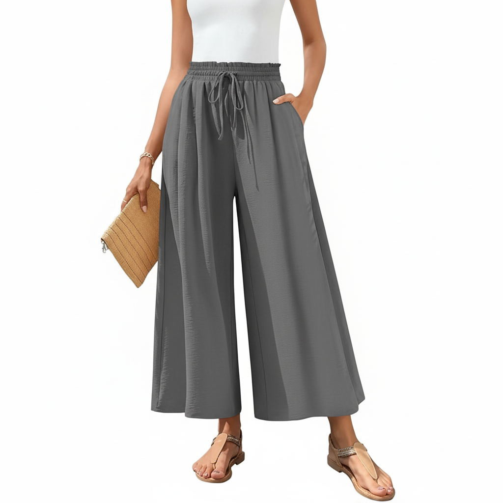 Casual Style Wide Fit Palazzo Pants With Pockets – styled outfit view