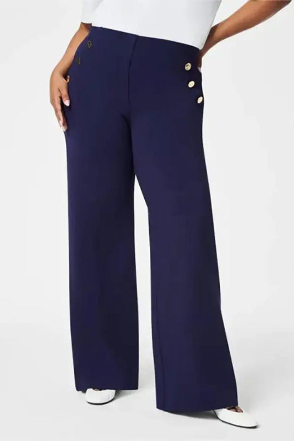 Women Strechy Wide Pants – side profile view