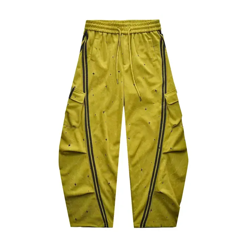 Loose Fit Street Cargo Pants Women Plus Size Teal Green Wide Leg Drawstring Joggers