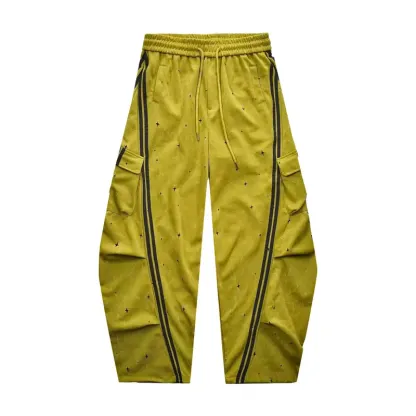 Loose Fit Street Cargo Pants Women Plus Size Teal Green Wide Leg Drawstring Joggers