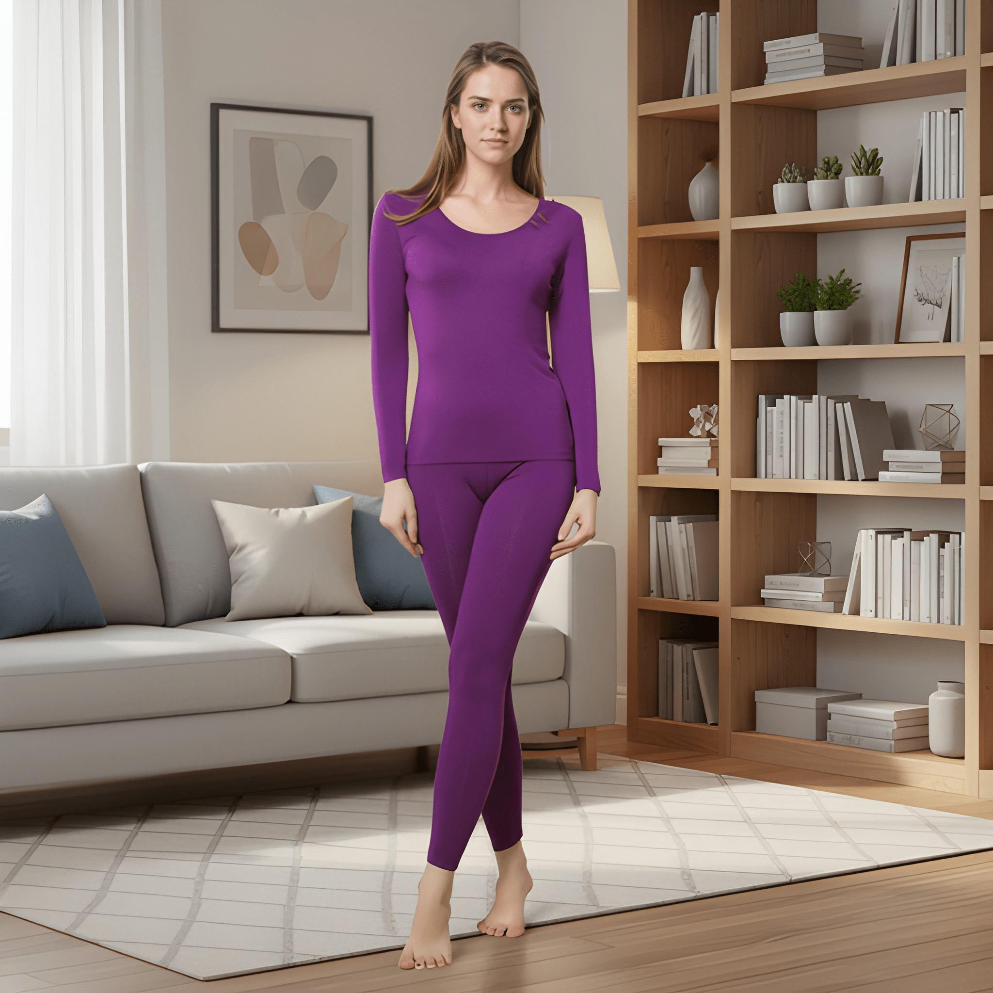 Fleece Lined Thermal Base Layer Underwear Set For Women – fabric detail close-up
