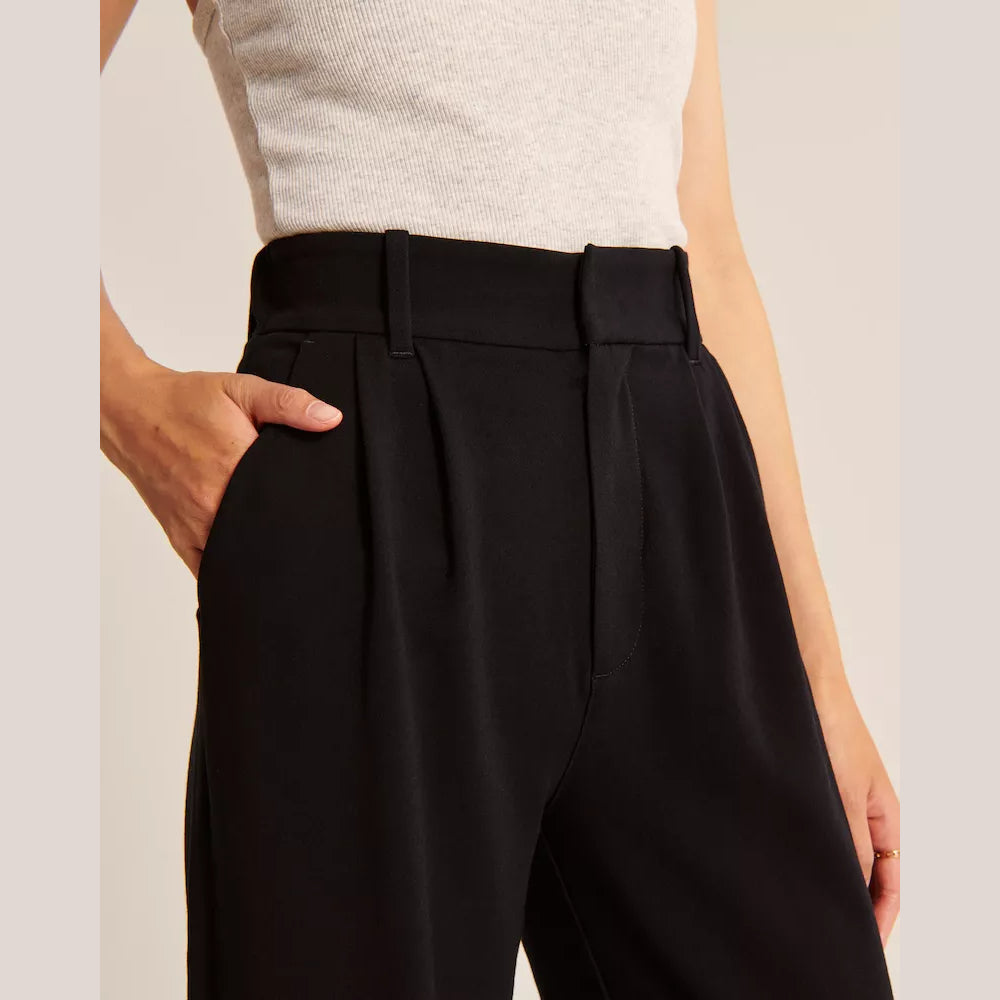 High Waist Tailored Wide Leg Pants – fabric detail close-up