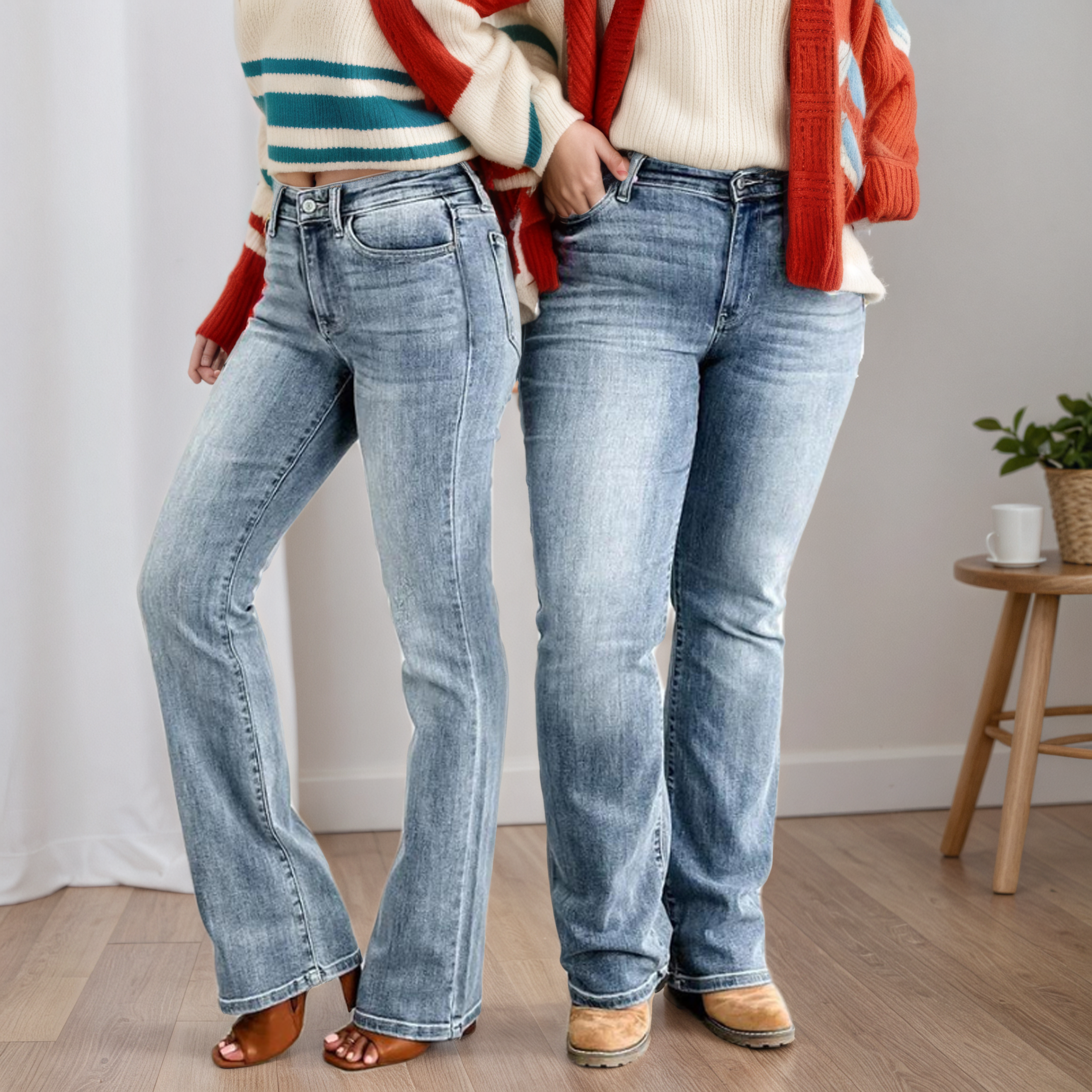 High Stretch Bootcut Jeans – waistband detail