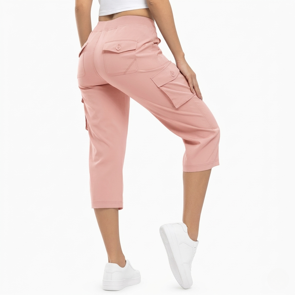 Casual Lightweight Cargo Capris Pants With 6 Pockets For Women