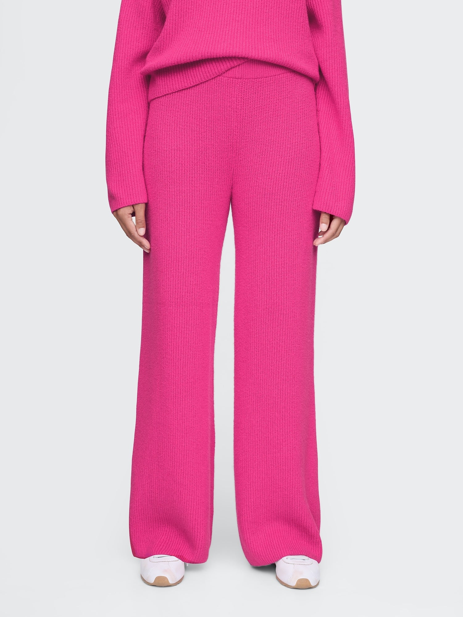 Warm Shaker Stitch Sweater Knit Pants