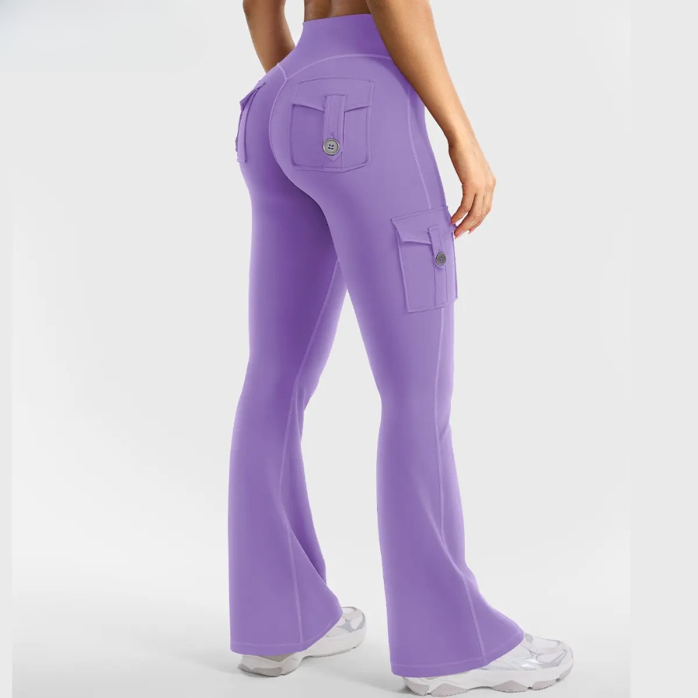 High Waisted Cargo Flare Leggings