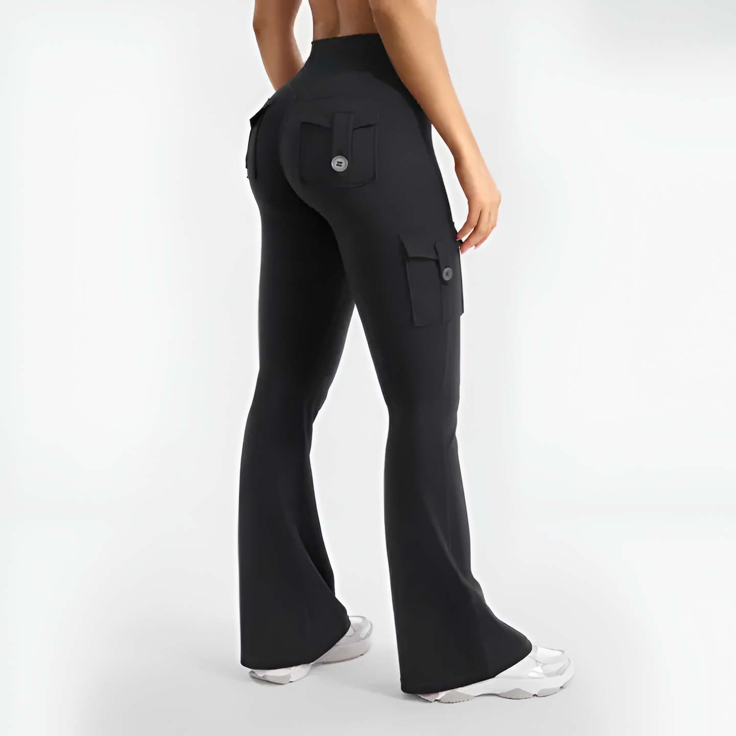Solid Hue High Waist Cargo Trousers