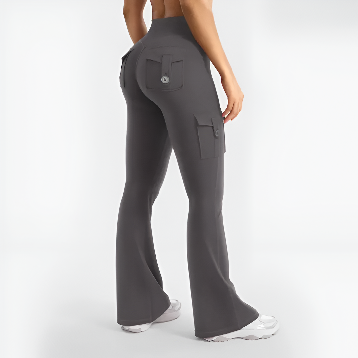 Solid Hue High Waist Cargo Trousers