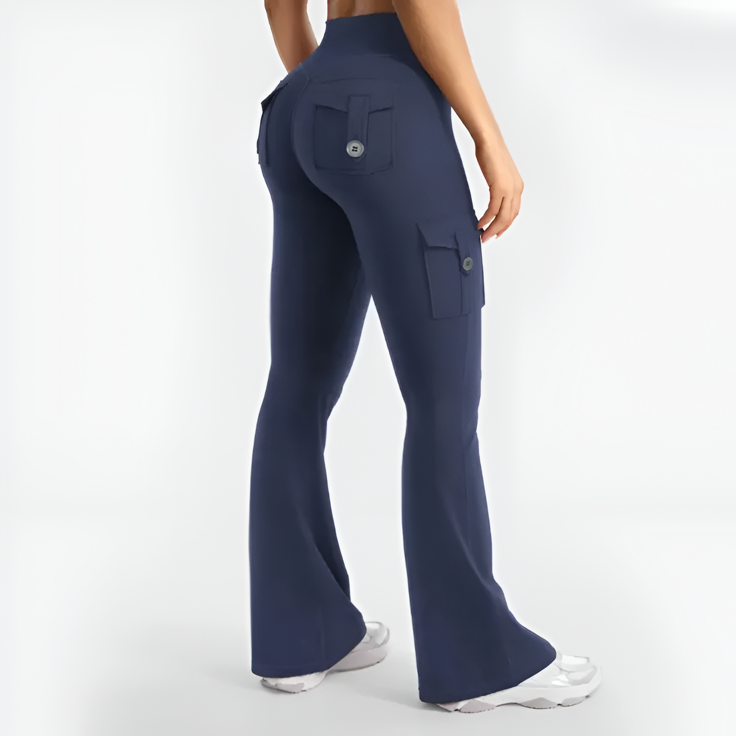 Solid Hue High Waist Cargo Trousers