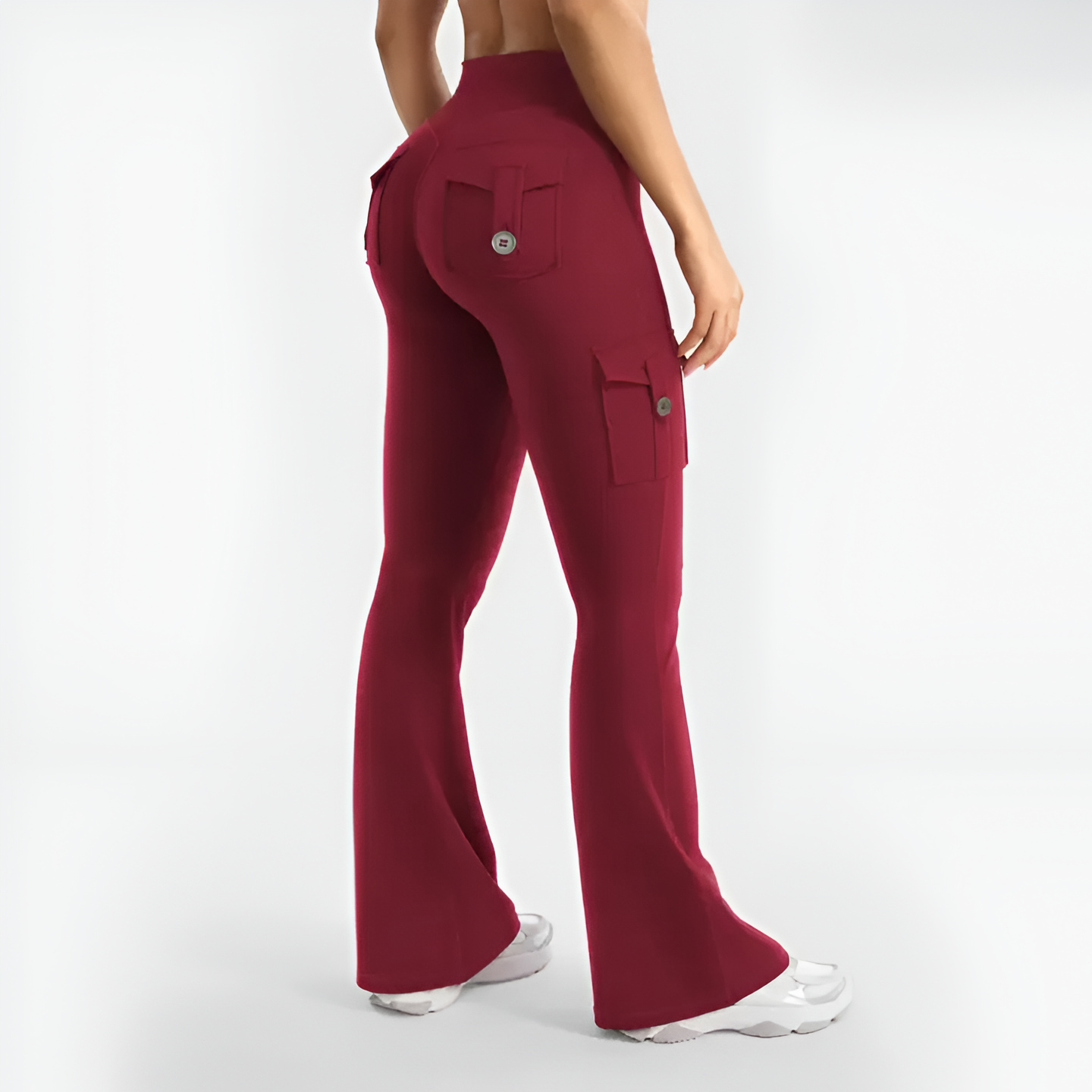 Solid Hue High Waist Cargo Trousers