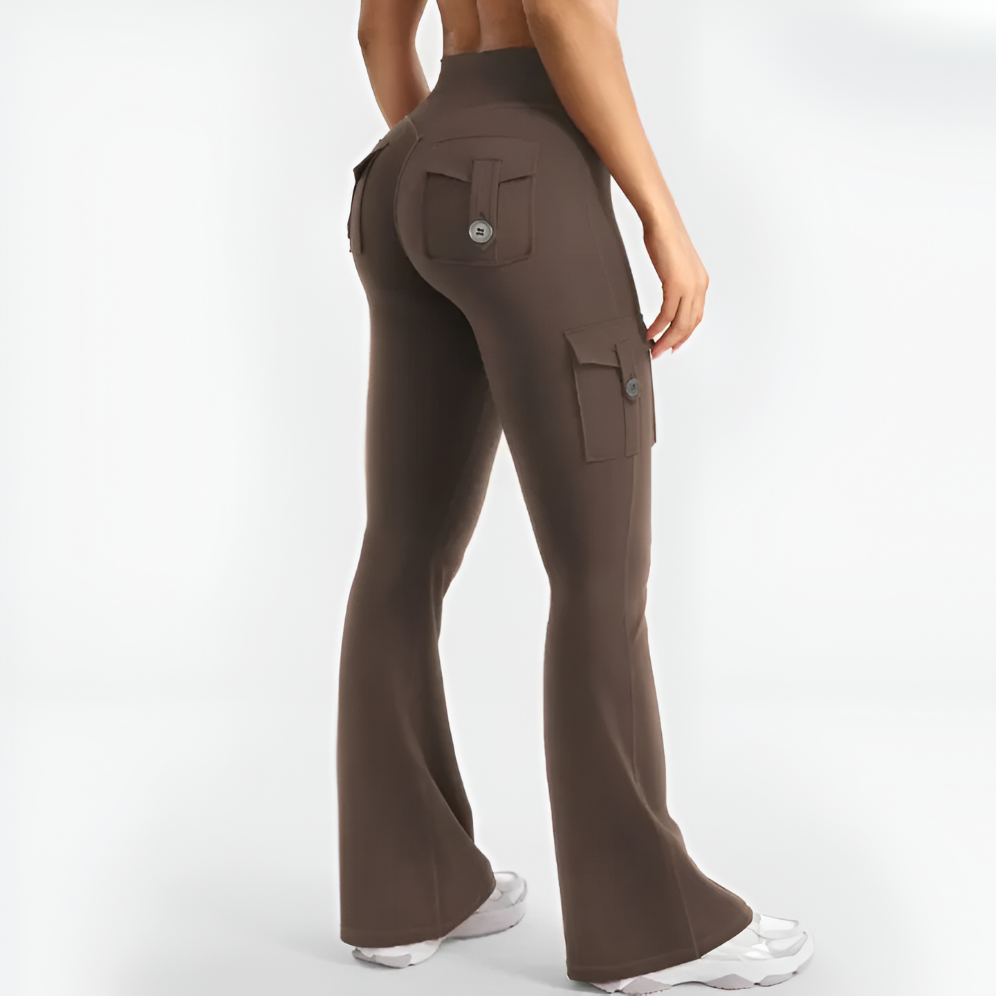 Solid Hue High Waist Cargo Trousers