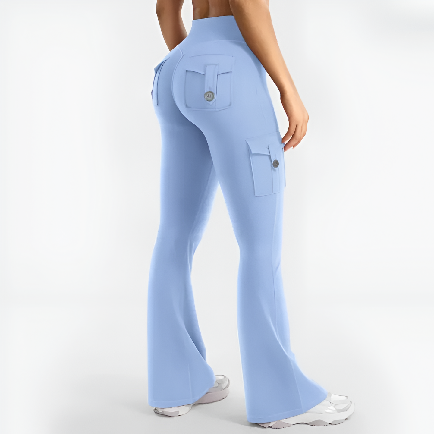 Solid Hue High Waist Cargo Trousers