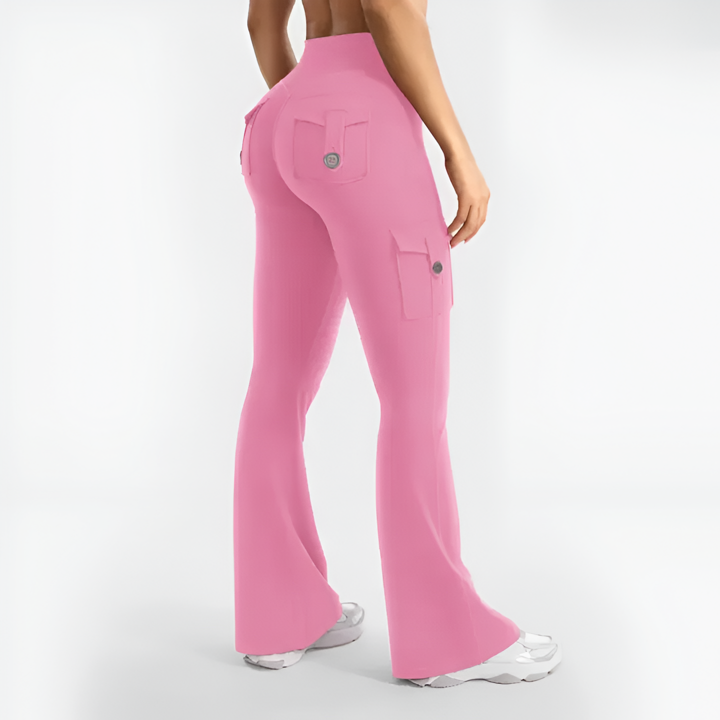 Solid Hue High Waist Cargo Trousers