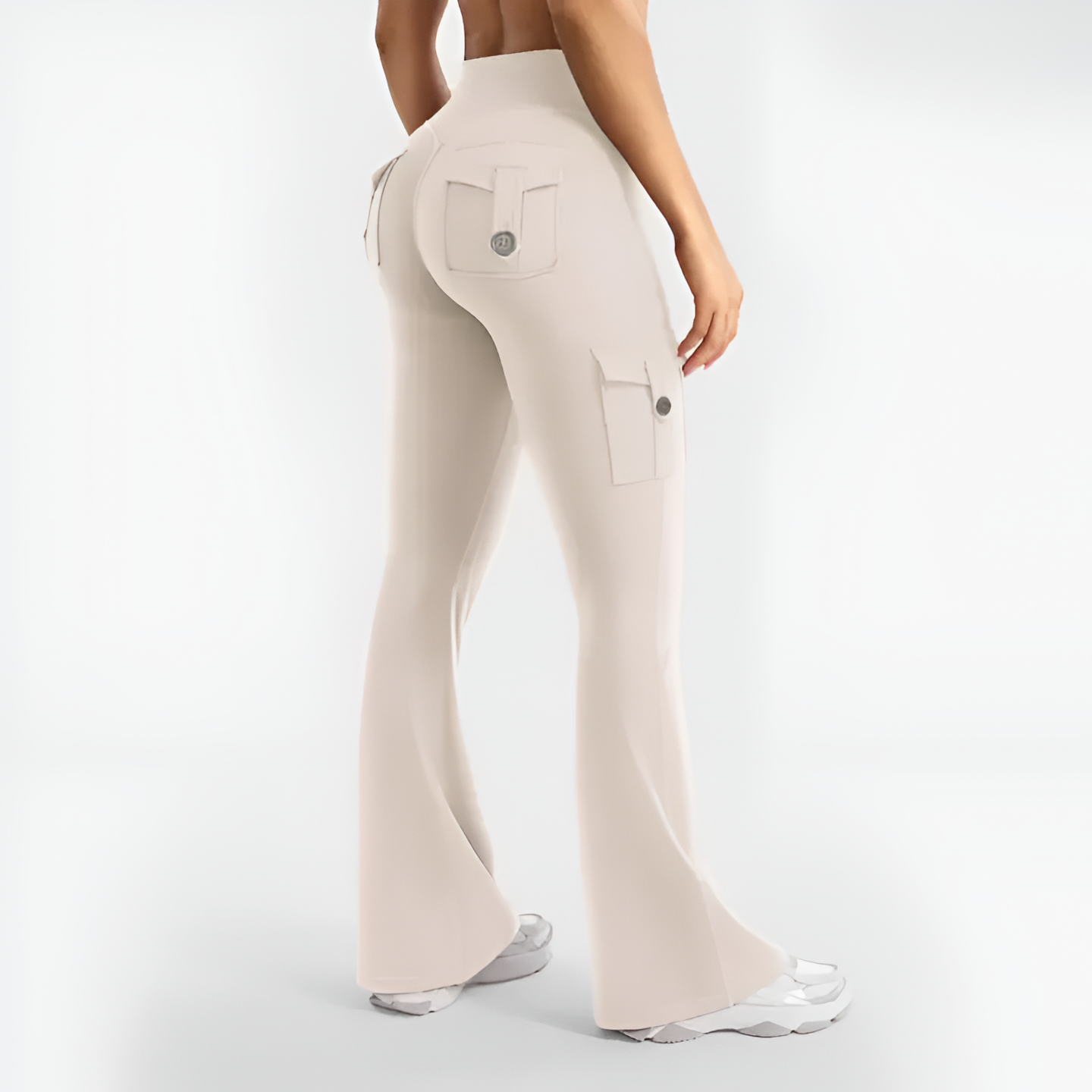 Solid Hue High Waist Cargo Trousers