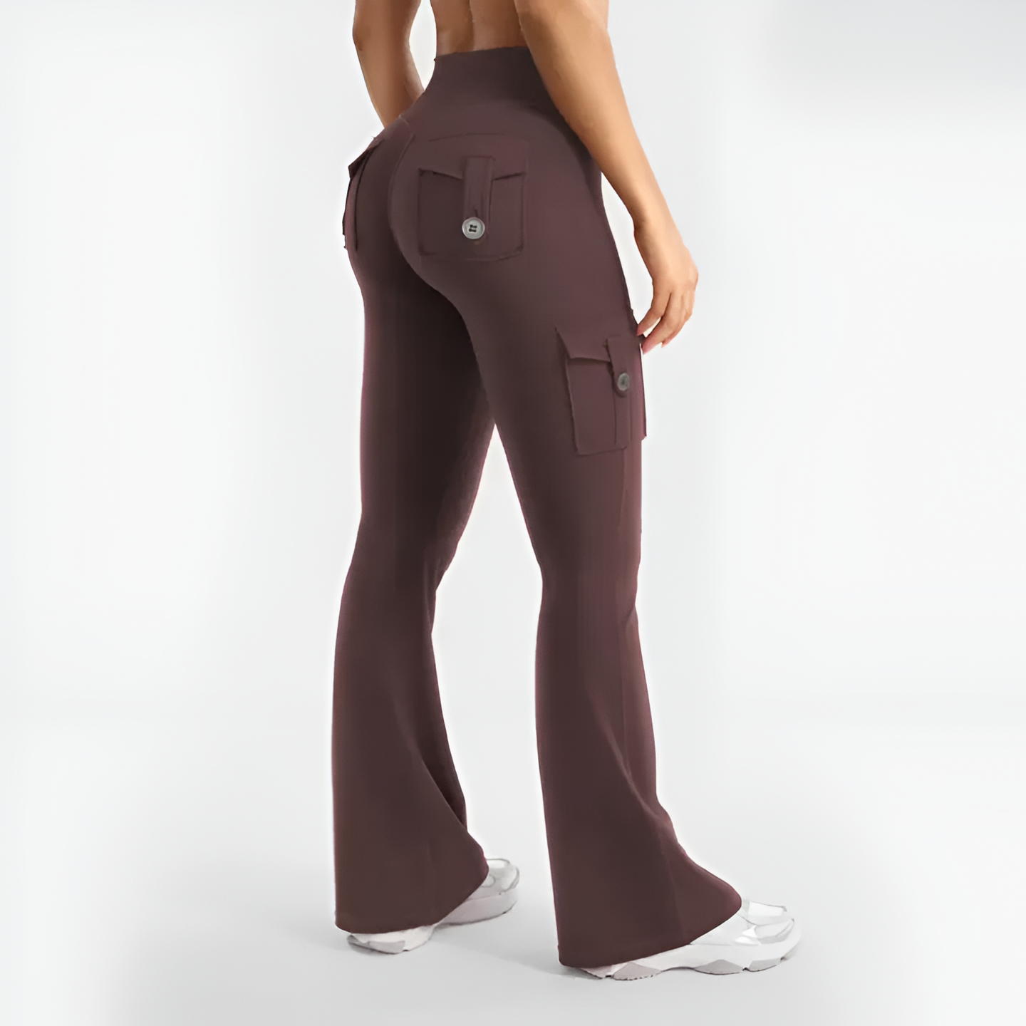 Solid Hue High Waist Cargo Trousers
