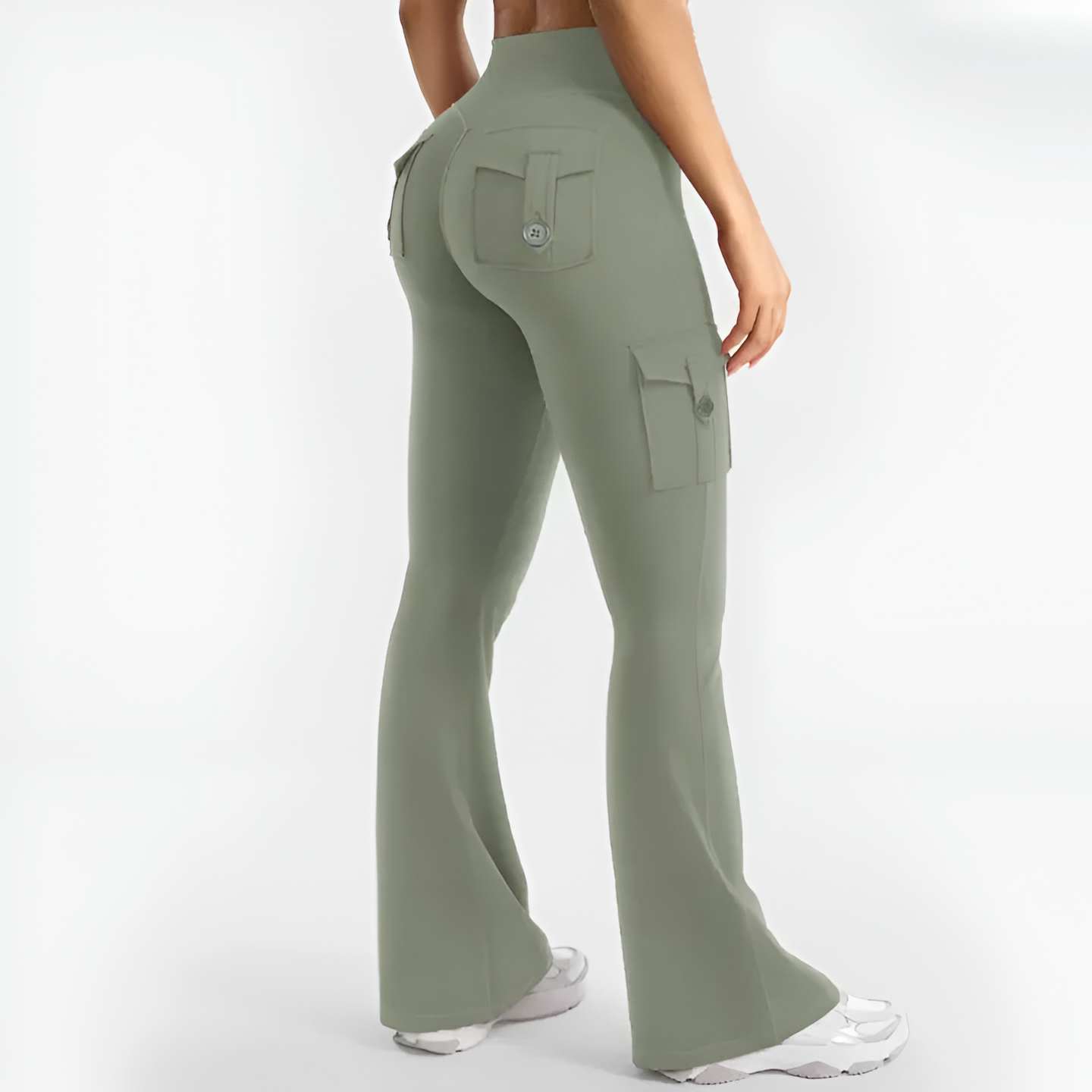 Solid Hue High Waist Cargo Trousers