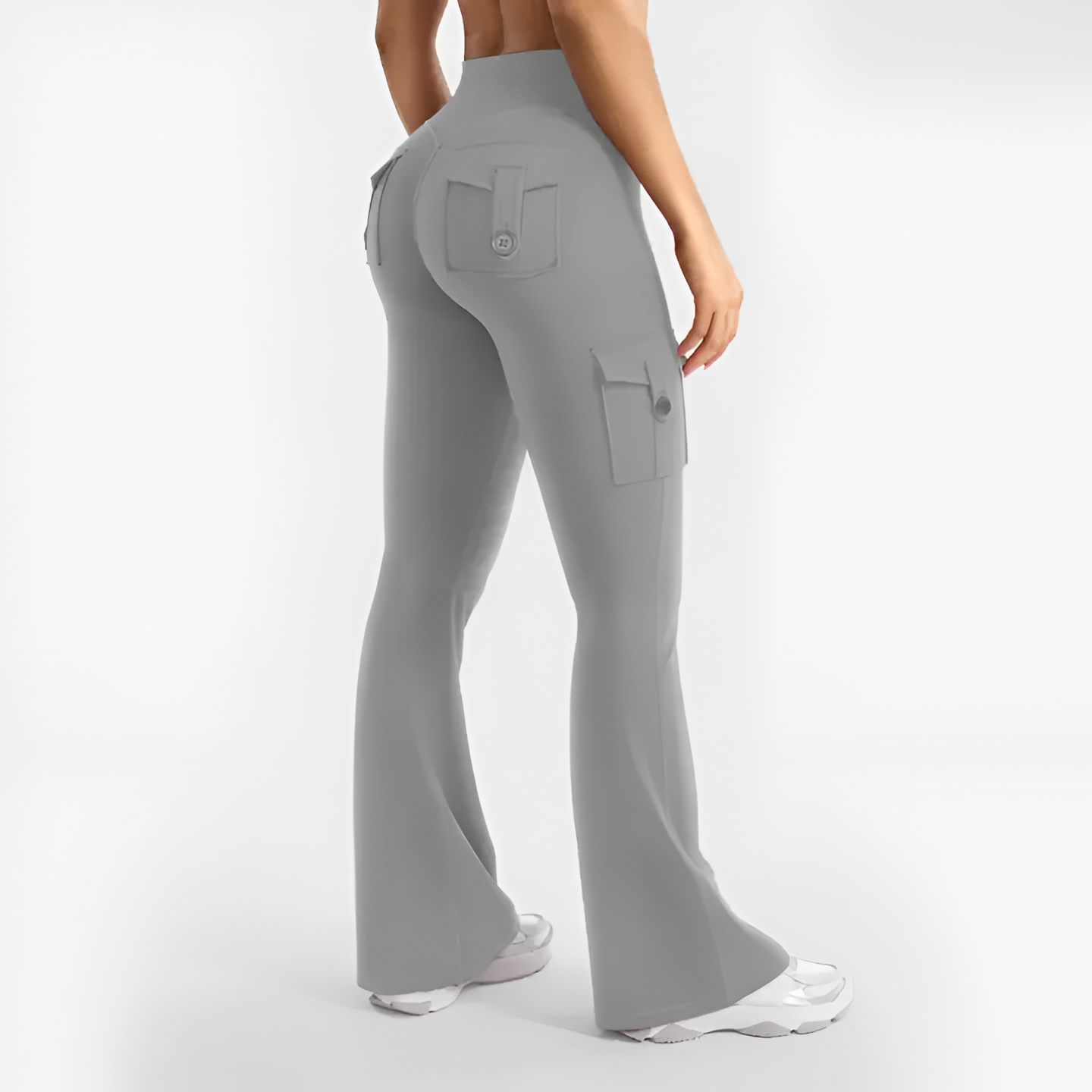 Solid Hue High Waist Cargo Trousers