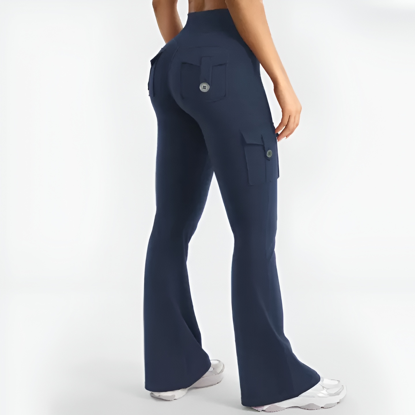 Solid Hue High Waist Cargo Trousers