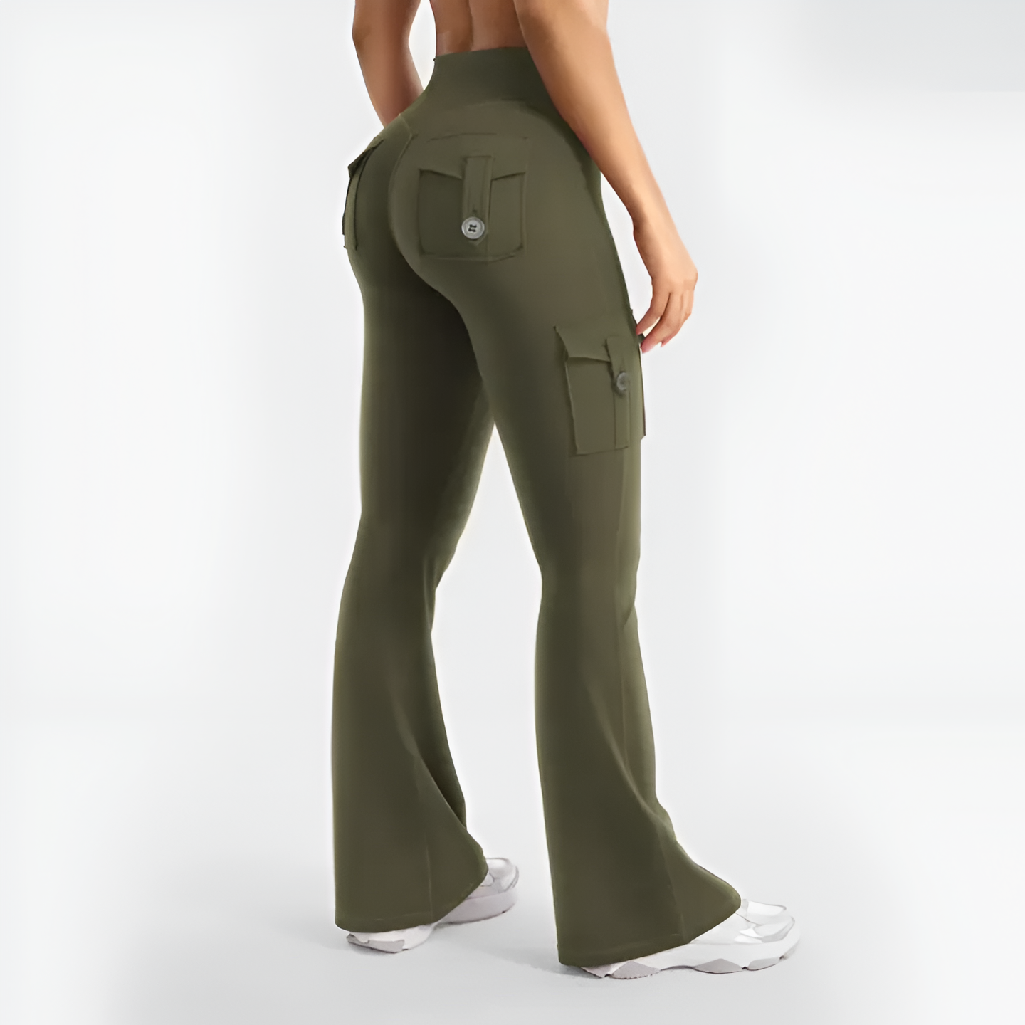 Solid Hue High Waist Cargo Trousers