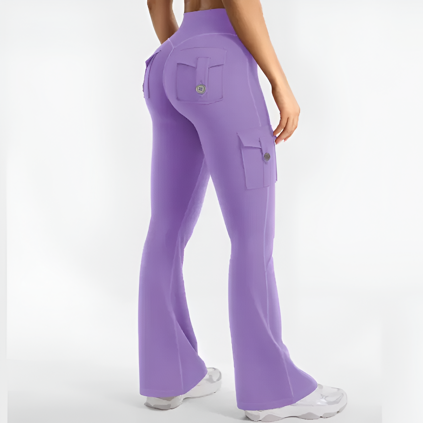 Solid Hue High Waist Cargo Trousers