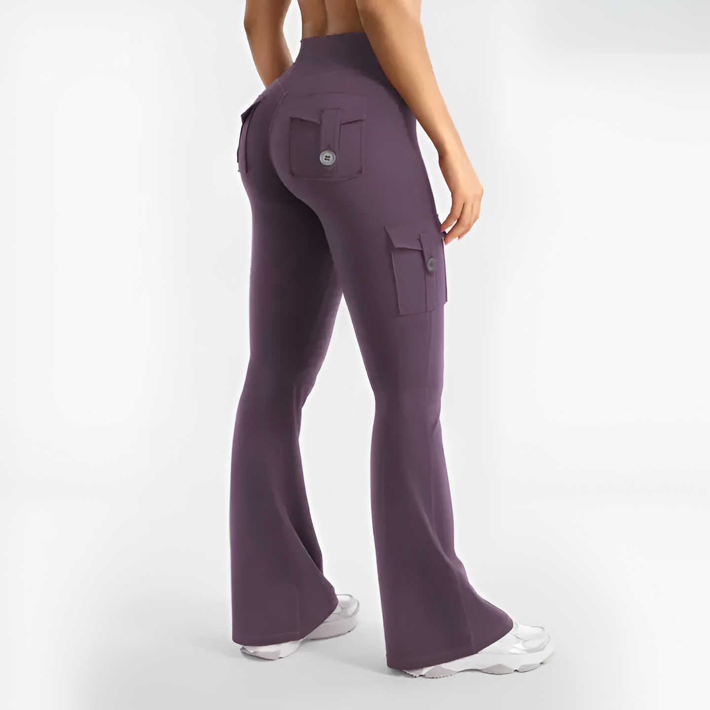 Solid Hue High Waist Cargo Trousers