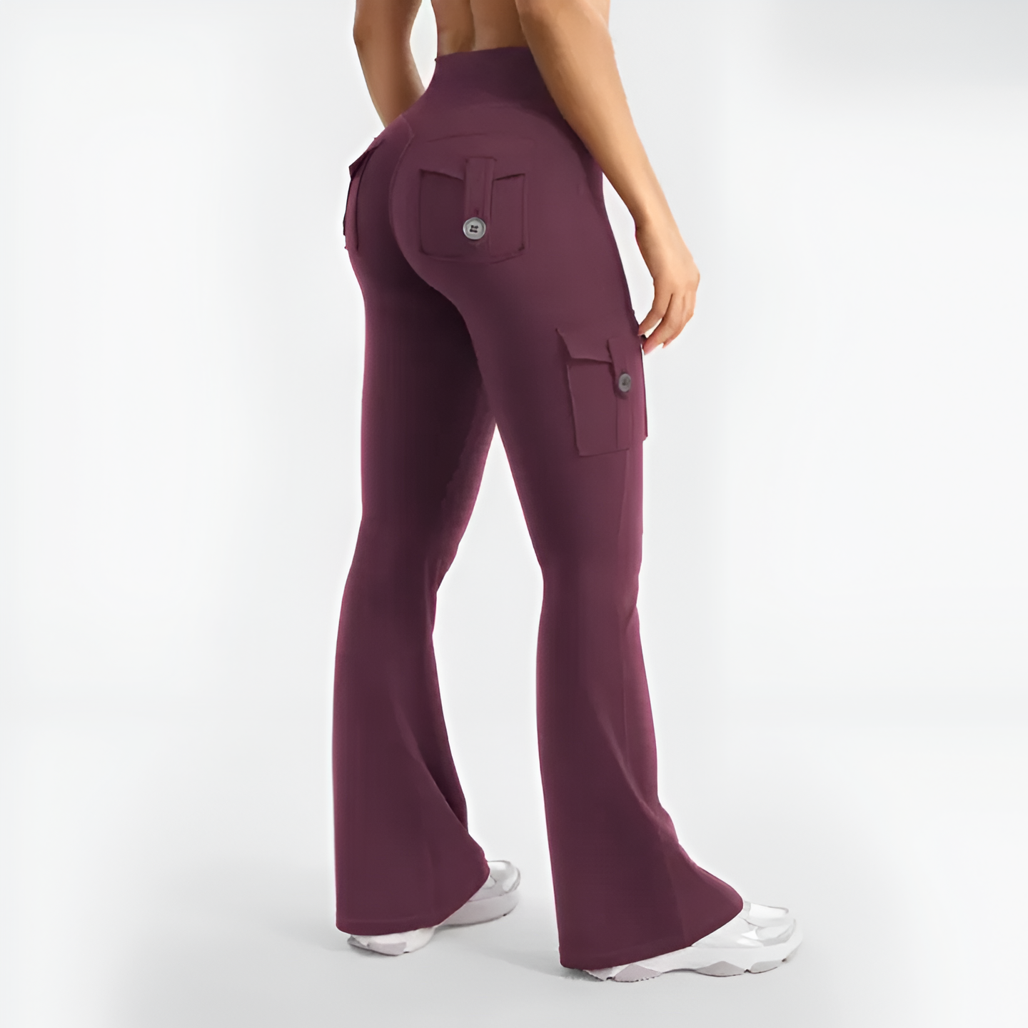 Solid Hue High Waist Cargo Trousers