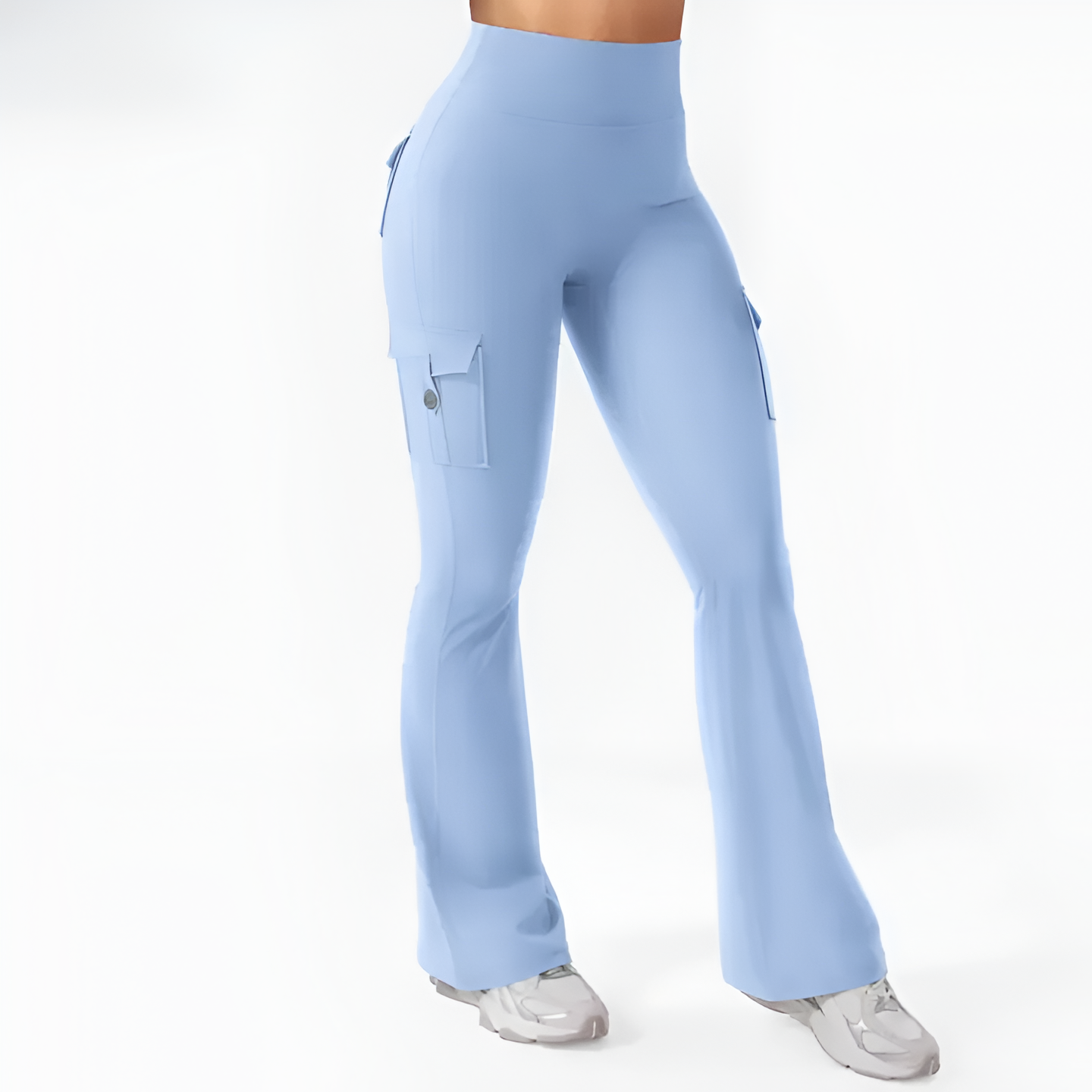 Solid Hue High Waist Cargo Trousers